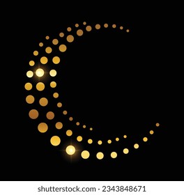 A vector illustration of Golden Circle Dots Logo Vector Illustration in black background with gold shine effect