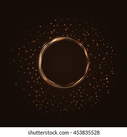 vector illustration. Golden circle with glowing sparks