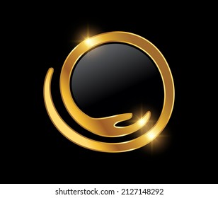 A vector illustration of Golden Circle Hand Logo Sign