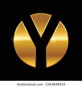 A vector illustration of Golden Circle Y Logo Vector Illustration in black background with gold shine effect