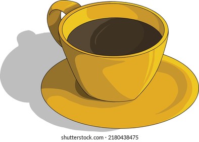 vector illustration of a golden coffee cup with sensible shading