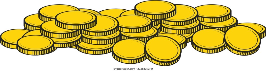 Vector Illustration of golden coins. Isolated on white