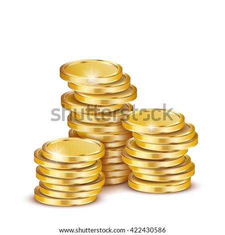 Vector Illustration of golden coins. Isolated on white