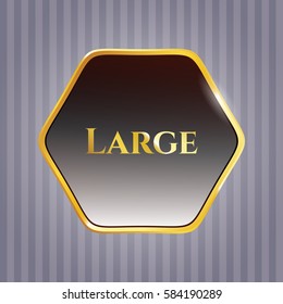Vector illustration of golden color badge with gray background