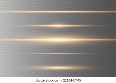 Vector illustration in golden color. Set of light effects. Flashes and glare. Bright beams of light. Glowing lines. Vector illustration. Christmas flash dust.