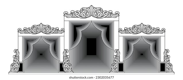 Vector illustration of golden colored Indonesian wedding altar gold, just married