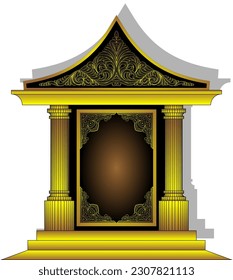 Vector illustration of golden colored Indonesian wedding altar gold, just married
