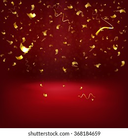 Vector Illustration of Golden Confetti decoration colorful for Design, Website, Background, Banner. Holiday party Element Template. Gold Festival object isolated