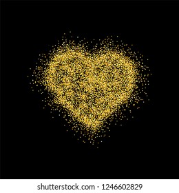 Vector Illustration with golden confetti heart. Template for Happy Mother's day, Happy Birthday, St. Valentine's day, Love You card, Father's day, invitation, greeting card, postcard, wedding.