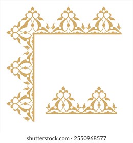 Vector illustration for golden corner design frame border, islamic ornament. Suitable for use as frame borders, calligraphy, certificates.