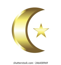 Vector Illustration Golden Crescent Star Stock Vector (Royalty Free ...