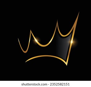 A vector Illustration of Golden Crown Logo Vector Illustration in black background with gold shine effect