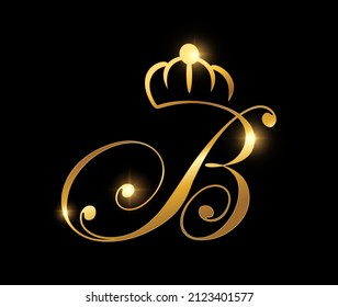 A vector illustration of Golden Crown Monogram Initial Logo Letter B