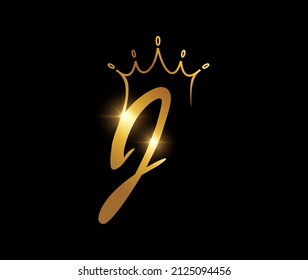 A vector illustration of Golden Crown Monogram Initial Letter J