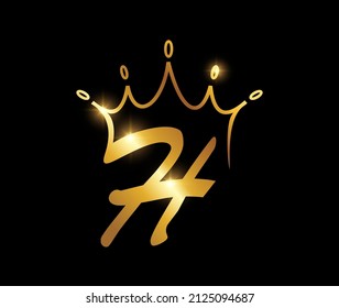A vector illustration of Golden Crown Monogram Initial Letter H