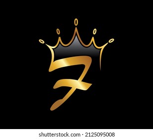 A vector illustration of Golden Crown Monogram Initial Letter F