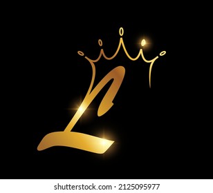 A vector illustration of Golden Crown Monogram Initial Letter L