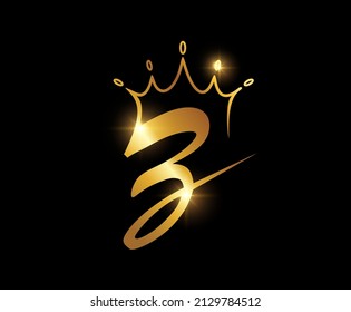 A vector illustration of Golden crown Monogram Logo Initial Letter Z