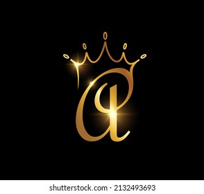 A vector illustration of Golden Crown Monogram Initial Letter A