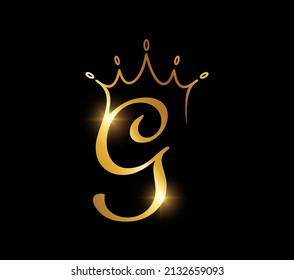 A vector Illustration of Golden Crown Monogram Logo Initial Letter G