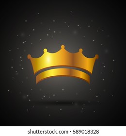 Vector Illustration of a Golden Crown on a Black Background