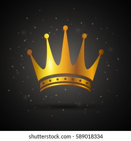 Vector Illustration of a Golden Crown on a Black Background