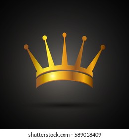 Vector Illustration of a Golden Crown on a Black Background