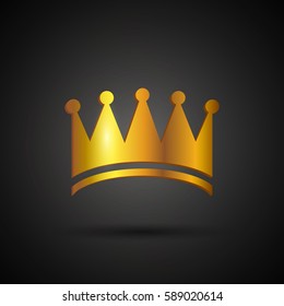 Vector Illustration of a Golden Crown on a Black Background