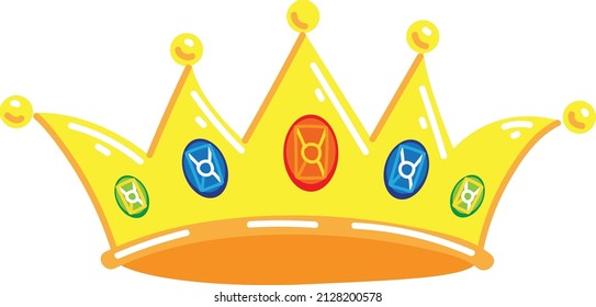 Vector illustration golden crown with precious stones