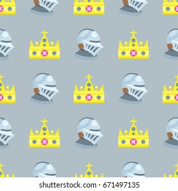 Vector illustration golden crown seamless pattern gemstone gold majestic decoration and kingdom jewelry