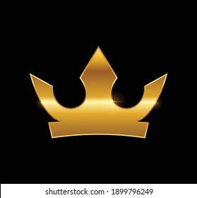 A Vector Illustration of Golden Crown Simple Logo in black background with gold shine effect