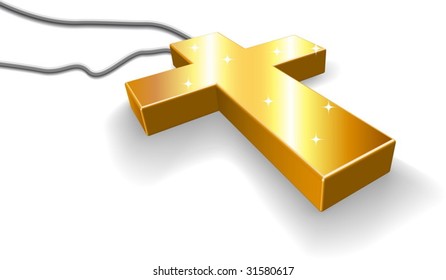 Vector illustration of golden crucifix isolated on white background