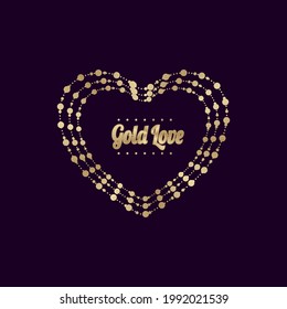 ilustración vectorial del símbolo de amor punto dorado, elegante, lujoso adecuado para logotipos, afiches, fondos de pantalla