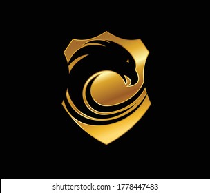 A vector Illustration of Golden Eagle and Shield Logo Sign 