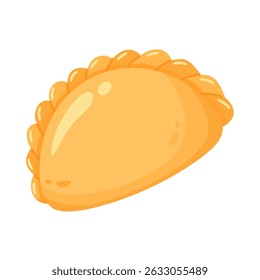 Vector illustration of a golden empanada, ideal for culinary projects, menus, and food-related designs.