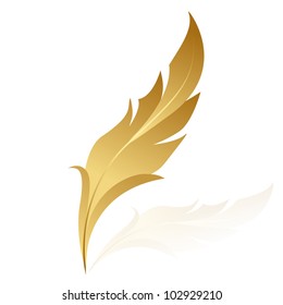 Vector illustration of golden feather