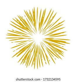 Vector illustration of golden fireworks on a white background