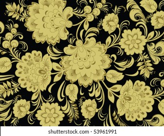 Vector illustration of  golden flowers