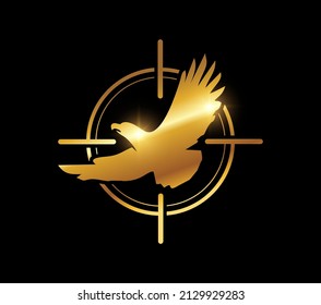 Vector Illustration Golden Flying Bald Eagle Stock Vector (Royalty Free ...