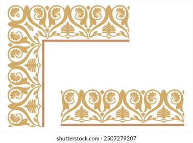 Vector illustration of golden frame corner border element design. Suitable for frames, covers, decorations, etc