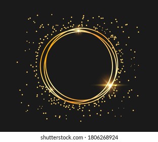 Vector illustration of golden frame, gold shiny realistic border frame.