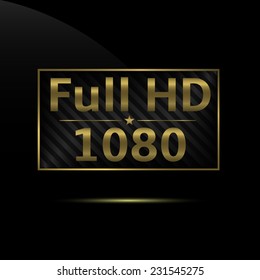 Vector illustration of golden Full HD technology icon