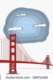 Vector Illustration of the Golden Gate Bridge for magazine or newspaper