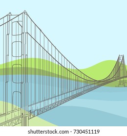 Vector illustration with Golden Gate Bridge