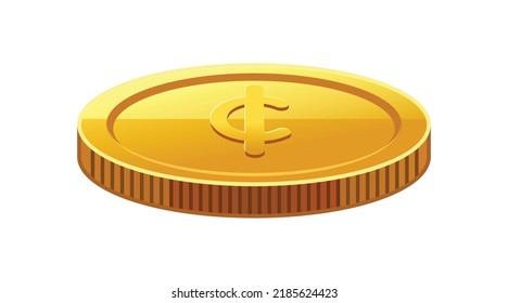 Vector illustration of golden Ghanaian cedi coin, editable and scalable eps