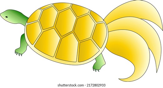 Vector illustration of a golden and green congratulations turtle.