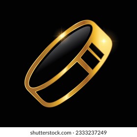 A vector Illustration of Golden Hockey Logo Vector Illustration in black background with gold shine effect