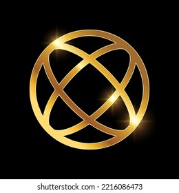 A vector illustration of Golden Internet Network Vector Icon in black background with gold shine effect