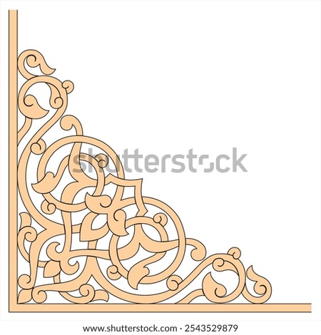 Vector illustration for golden Islamic frame border, Arabic ornament frame corner design template. Suitable for use as frame borders, calligraphy, certificates
