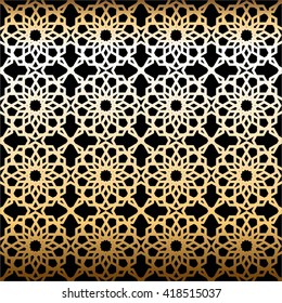 Vector illustration of Golden lace on a black background.